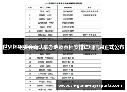 世界杯组委会确认举办地及赛程安排详细信息正式公布